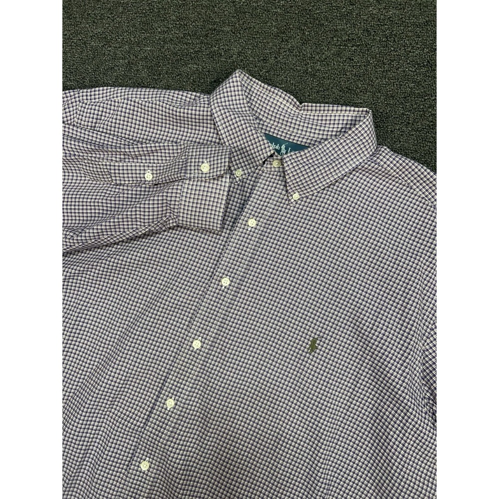 Ralph Lauren Button Down Shirt Men's 3XB Classic Fit Pony Purple Gingham Check